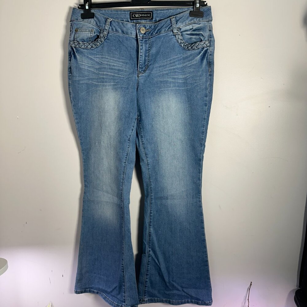 EUC Cato Premium Woman Denim Womens Blue Jeans 12 P Petite Wide Leg KFT